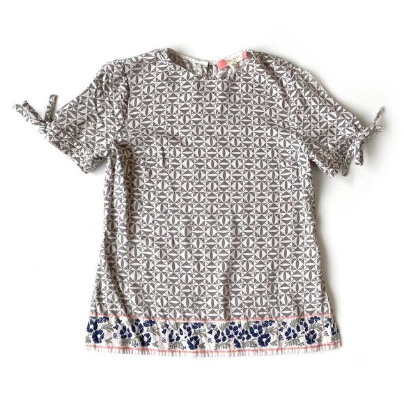 Ted Baker Laylei Blouse Womens 1 US 4 Short Sleeve Ties Geometric Floral Print - Picture 1 of 12